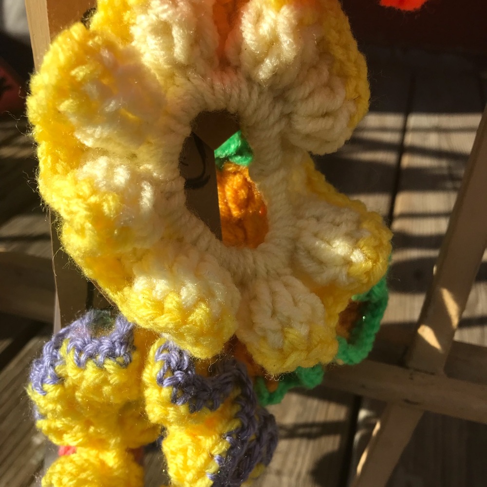Multi color crochet scrunchies